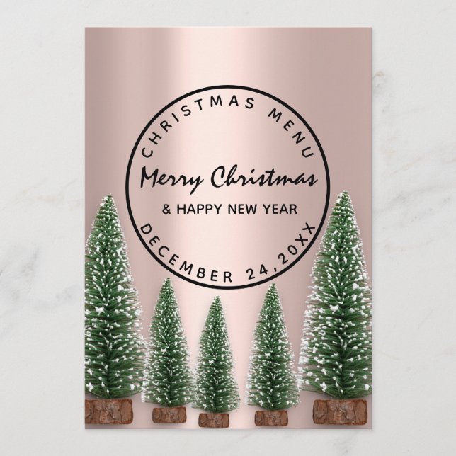 Christmas Eve Holiday Winter Menu Rose Green (Front)