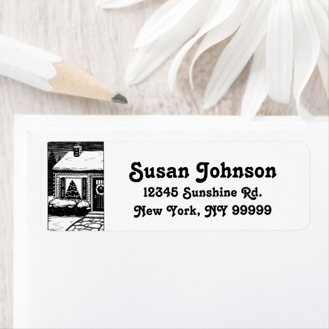 Christmas Eve House Black & White Return Address (Insitu)