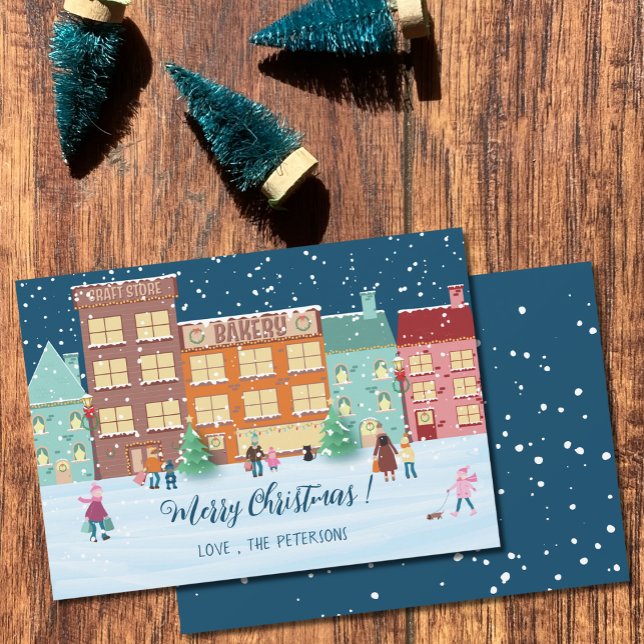Christmas Eve in Town Flat Holiday Card (Creator Uploaded)