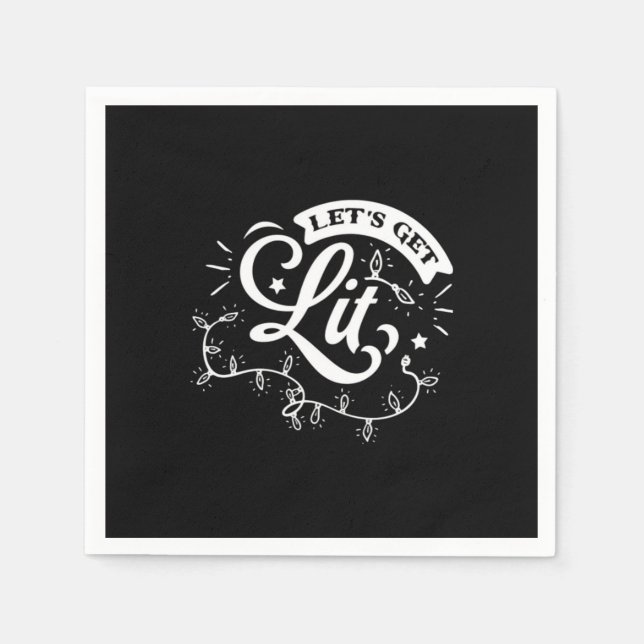 Christmas Eve Merry Christmas - Let's Get Lit Clas Napkin (Front)