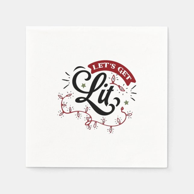 Christmas Eve Merry Christmas - Let's Get Lit  Napkin (Front)