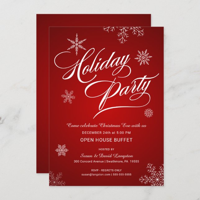 Christmas Eve Open House Buffet Party Invitation (Front/Back)