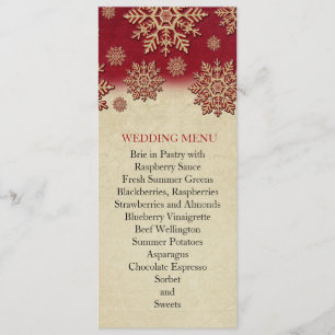 Christmas Eve Red Snowflakes Wedding Menu