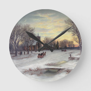 Christmas Eve Round Clock