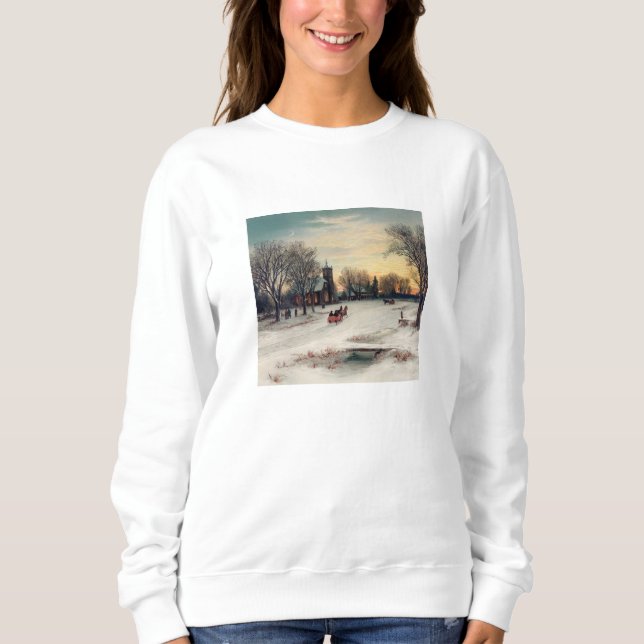 Christmas Eve, vintage illustration,  Sweatshirt (Front)