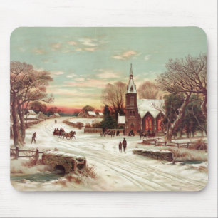Christmas Eve Winter Scene mousepad