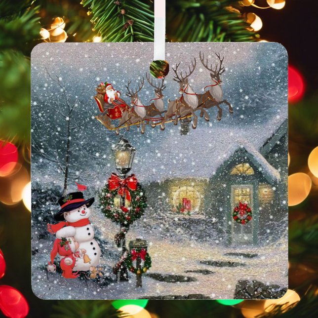 Christmas Eve Winter Snow Santa Sleigh Name Year Metal Tree Decoration (Creator Uploaded)