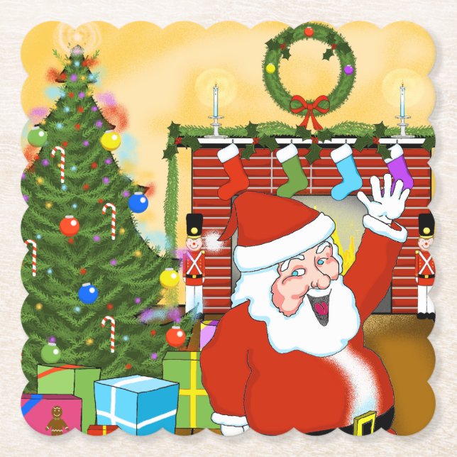 Christmas Eve with Santa Christmas Coasters (Front)