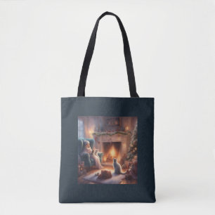 Christmas Eve with the Cats cosy gift bag tote