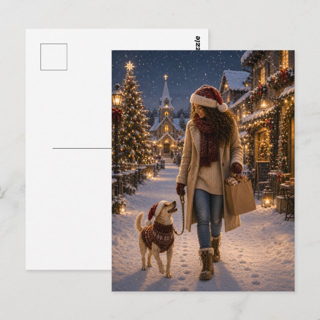 Christmas Evening Walk with Lina Postcard (Front/Back)