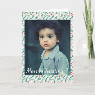 Christmas Evergreen Boughs and Holly Berries Photo Note Card