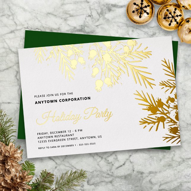 Christmas Evergreen Gold Foil Office Holiday Party (Creator Uploaded)