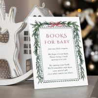 Christmas Evergreen Red Bow Books for Baby Shower