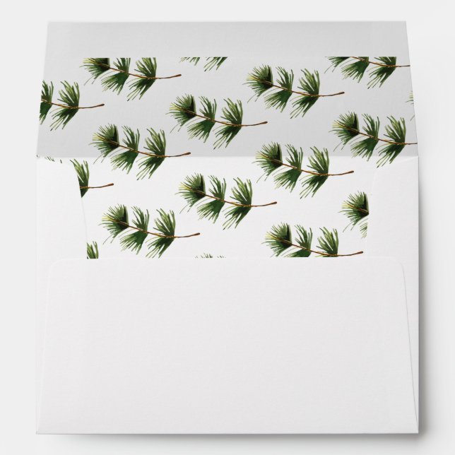 Christmas Evergreen Spruce Return Address Envelope (Back (Bottom))