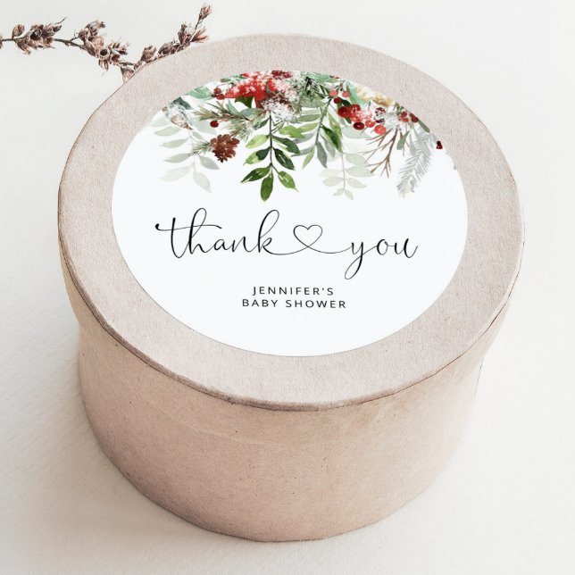 Christmas Evergreen thank you Classic Round Sticker (Creator Uploaded)