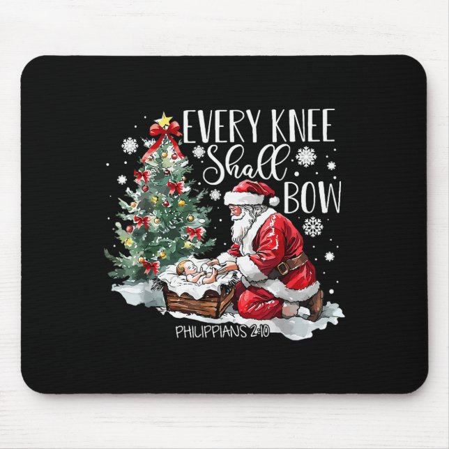 Christmas Every Knee Shall Bow Santa Nativity Scen Mouse Pad (Front)