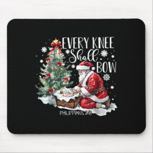 Christmas Every Knee Shall Bow Santa Nativity Scen Mouse Pad