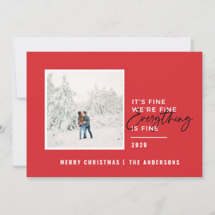 christmas everything is fine typography photo holiday card