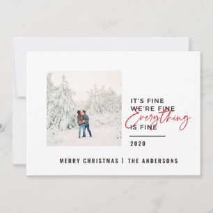christmas everything is fine typography photo holiday card