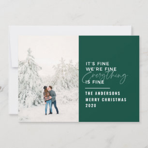 christmas everything is fine typography photo holiday card
