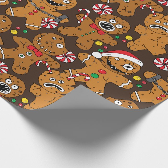Christmas Evil Gingerbread Man Wrapping Paper (Corner)