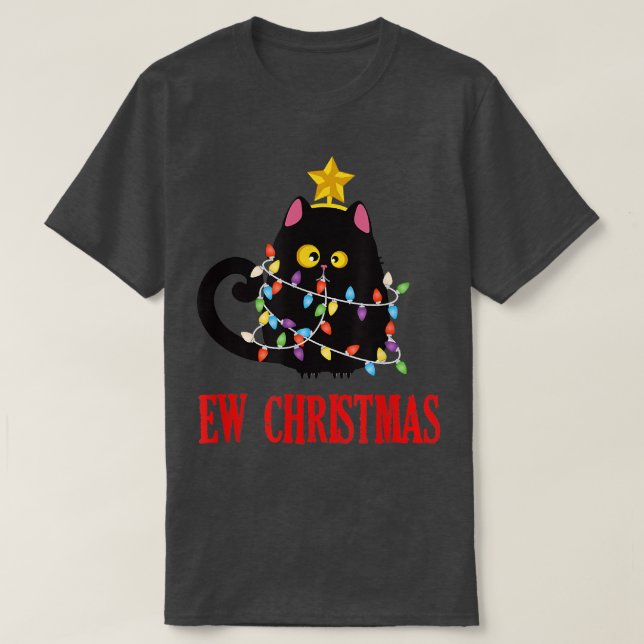 Christmas ew cat black light funny Pyjamas Family  T-Shirt (Design Front)