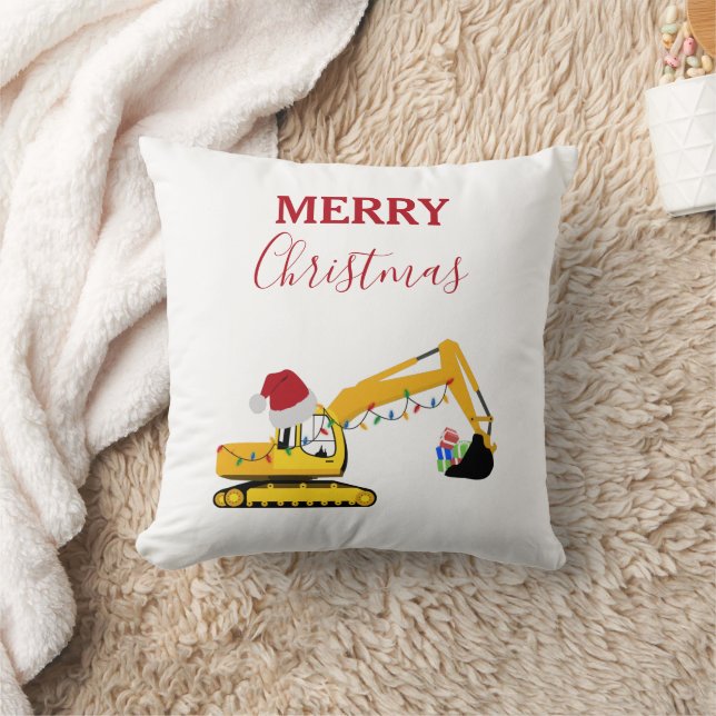 Christmas Excavator Construction Truck  Cushion (Blanket)