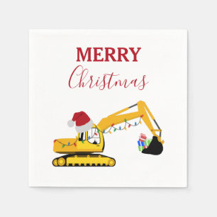 Christmas Excavator Construction Truck Napkin