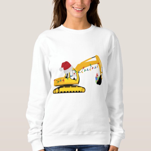 Christmas Excavator Construction Truck  Sweatshirt (Front)