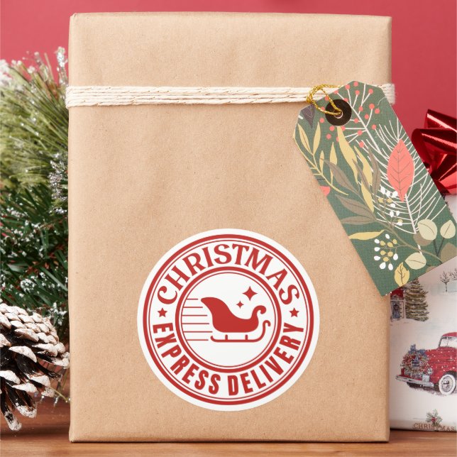 Christmas Express Delivery  Classic Round Sticker (Holiday)