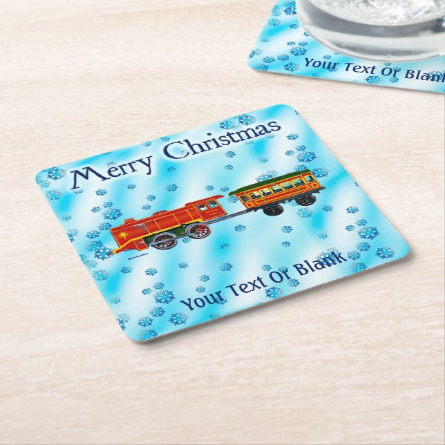 Christmas Express - Merry Christmas Square Paper Coaster (Angled)
