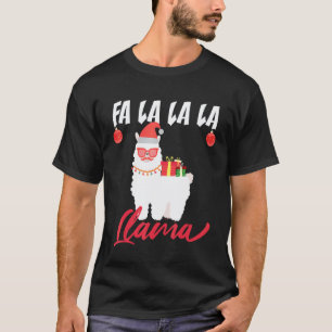 Christmas FA LA LA LA LLAMA Santa Moustache Xmas T-Shirt
