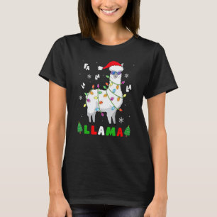 Christmas Fa La La Llama In Santa Hat Sunglasses X T-Shirt