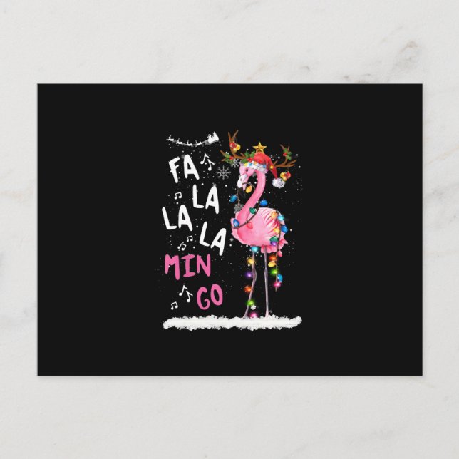 Christmas - Fa-La-La Mingo Flamingo With Christmas Announcement Postcard (Front)