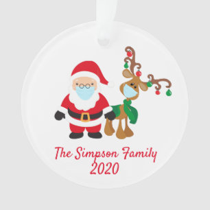 Christmas Face Mask Santa Reindeer 2020 Custom Ornament