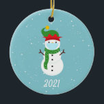 Christmas Face Mask Snowman 2020 Ceramic Tree Decoration<br><div class="desc">This design was created though digital art. It may be personalised in the area provided or customising by changing the photo or added your own words. Contact me at colorflowcreations@gmail.com if you with to have this design on another product. Purchase my original abstract acrylic painting for sale at www.etsy.com/shop/colorflowart. See...</div>