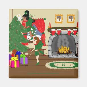 Christmas Fairies Trimming the Tree Magnet