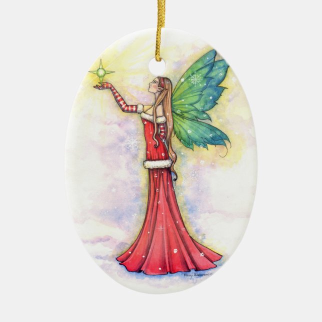 Christmas Fairy and Star Ceramic Tree Decoration (Front)