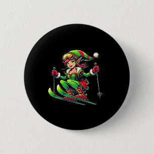 Christmas Fairy - Christmas Snowboard Skiing 6 Cm Round Badge