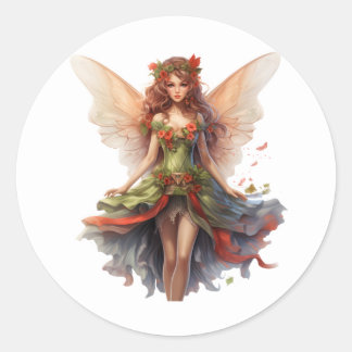 Christmas fairy classic round sticker