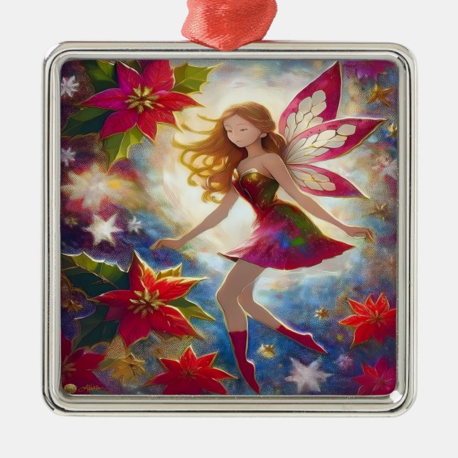 Christmas Fairy Collection - Ginger Hair Metal Tree Decoration (Front)