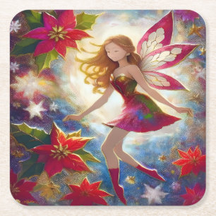 Christmas Fairy Collection - Ginger Hair Square Paper Coaster