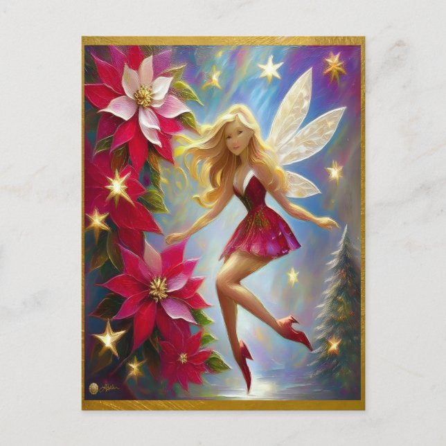 Christmas Fairy Collection - Honey Blonde Hair Holiday Postcard (Front)