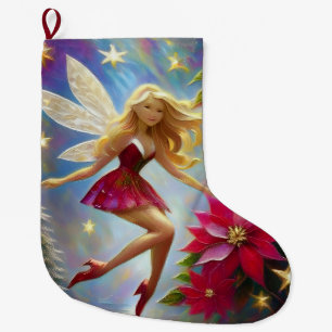 Christmas Fairy Collection - Honey Blonde Hair Large Christmas Stocking
