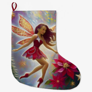 Christmas Fairy Collection - Light Auburn Hair Large Christmas Stocking