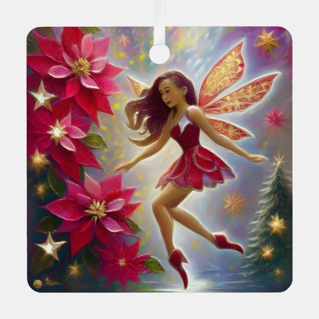 Christmas Fairy Collection - Light Auburn Hair Metal Tree Decoration (Front)