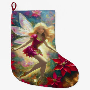 Christmas Fairy Collection - Pale Gold Blonde Hair Large Christmas Stocking