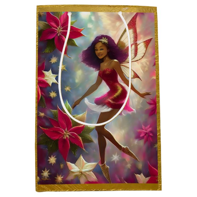 Christmas Fairy Collection Plum Tint Natural Hair Medium Gift Bag (Front)