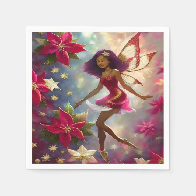 Christmas Fairy Collection Plum Tint Natural Hair Napkin (Front)