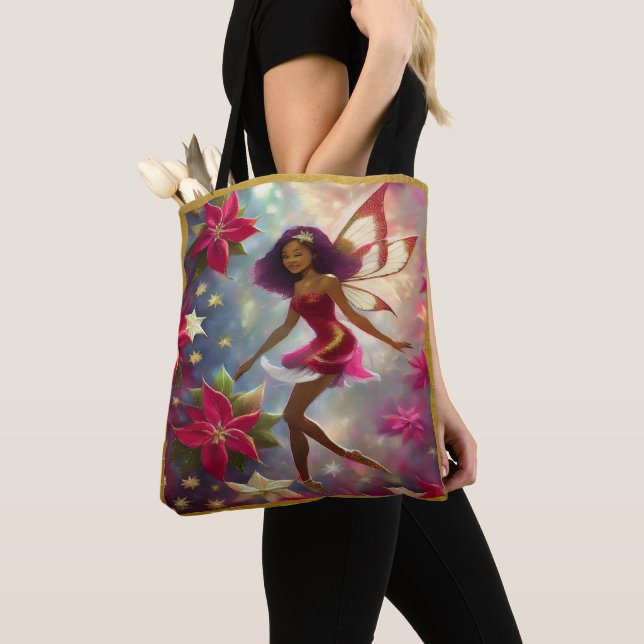 Christmas Fairy Collection Plum Tint Natural Hair Tote Bag (Close Up)